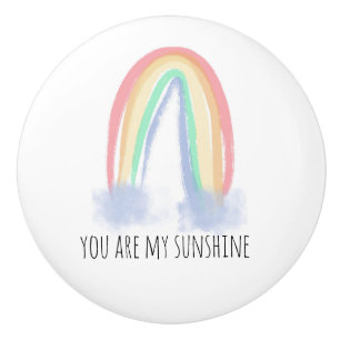 Bouton De Porte En Céramique Vous êtes mon eau de soleil aquarelle arc-en-ciel