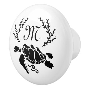 Bouton De Porte En Céramique Vue latérale de la tortue noire