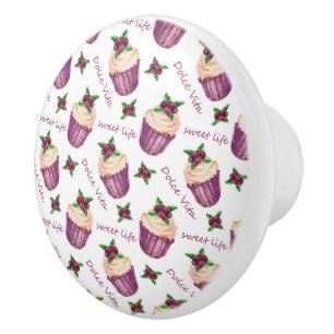 Bouton De Porte En Céramique Watercolor cupcakes