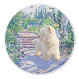 Bouton De Porte En Céramique West Highland White Terrier