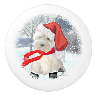 Bouton De Porte En Céramique West Highland White Terrier