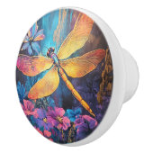 Bouton De Porte En Céramique Whimsical Dragon Fly Garden Glow  (Droite)