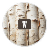 Bouton De Porte En Céramique White Birch Bark Rustic Country (Devant)