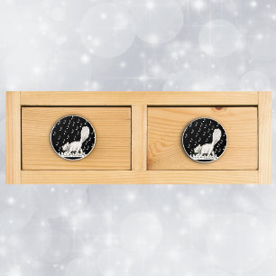 Bouton De Porte En Céramique White Cat on Piano Keys Music Notes