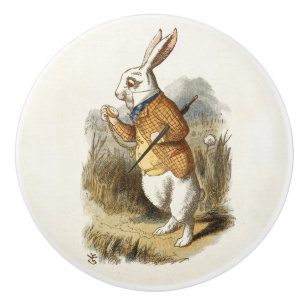 Bouton De Porte En Céramique White Rabbit from Alice In Wonderland Vintage