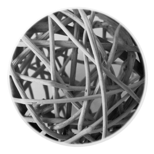 Bouton De Porte En Céramique Wicker Ball Rustic (Devant)