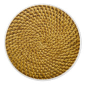 Bouton De Porte En Céramique Wicker Rattan Boho (Devant)
