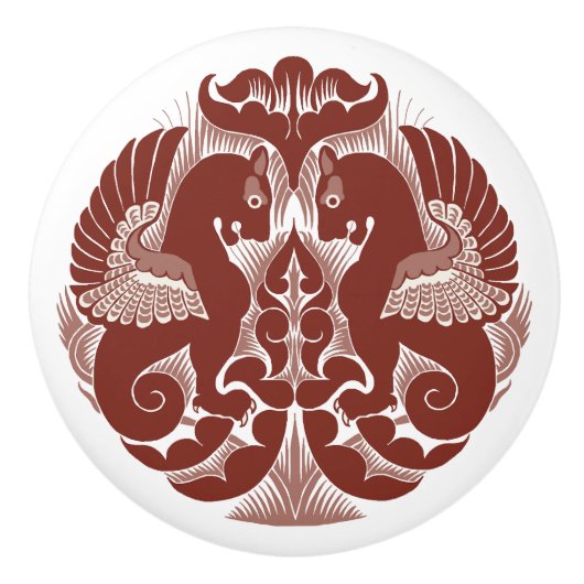 Bouton De Porte En Céramique William De Morgan Red Griffins Ceramic Pull (Devant)