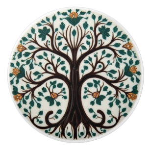 Bouton De Porte En Céramique William Morris Arbre de Vie Vintage Préraphaélite