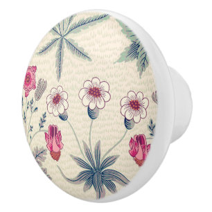 Bouton De Porte En Céramique William Morris Daisy Motif floral Orange rouge