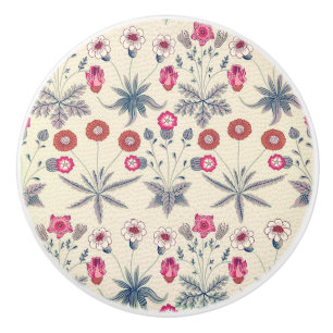 Bouton De Porte En Céramique William Morris Daisy Motif floral Orange rouge