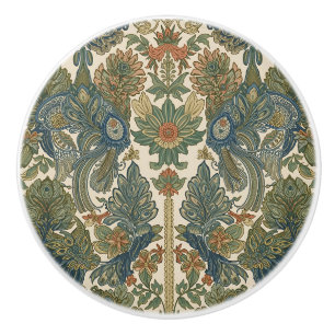 Bouton De Porte En Céramique William Morris Le Paon Art Nouveau Vintage
