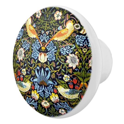 Bouton De Porte En Céramique William Morris, Strawberry Thief, (Droite)