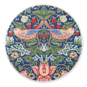 Bouton De Porte En Céramique William Morris Strawberry Thief Corail Marine