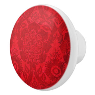 Bouton De Porte En Céramique William Morris Vintage Rouge Velvet Timbé Motif