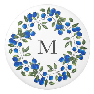 Bouton De Porte En Céramique Wreath Blueberries