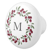 Bouton De Porte En Céramique Wreath Red Berries (Droite)