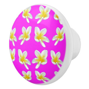 Bouton De Porte En Céramique Yellow Frangipani Flowers On Rose Backgrrond