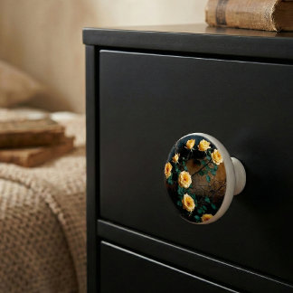 Bouton De Porte En Céramique Yellow Rose Shabby Chic Floral