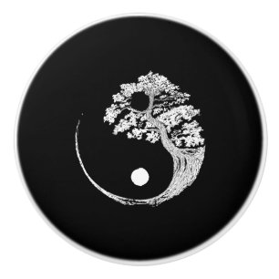 Bouton De Porte En Céramique Yin Yang Bonsai Tree Japon, bouddhiste japonais Ze