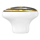 Bouton De Porte En Céramique Yin Yang or sur noir (Côté)