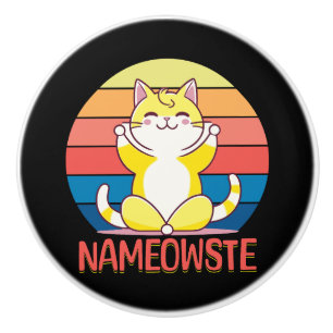 Bouton De Porte En Céramique Yoga cat