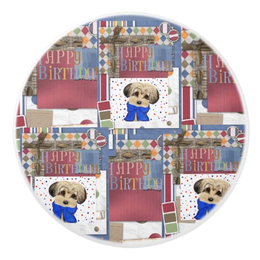 BOUTON DE PORTE EN CÉRAMIQUE YORKIE POO (Devant)