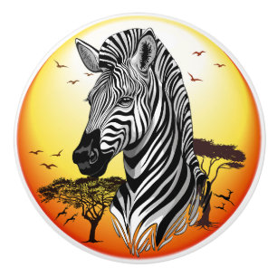 Bouton De Porte En Céramique Zebra African Savanna Wild Animal