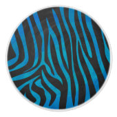 Bouton De Porte En Céramique Zebra Black et Blue Print (Devant)
