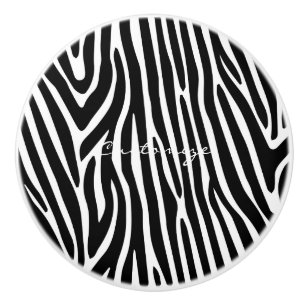 Bouton De Porte En Céramique Zebra Stripes Motif Thunder_Cove