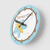 Bouton de printemps bleu horloge personnalisée (Angle)