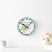 Bouton de printemps bleu horloge personnalisée (Maison)