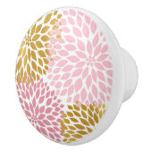 Bouton de tiroir à fleurs Dahlia d'or rose (Droite)