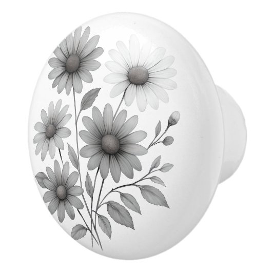 Bouton de tiroir en céramique avec design floral B (Droite)