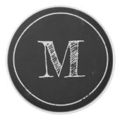 Bouton de tiroir monogramme noir et blanc rustique (Devant)