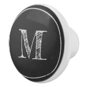 Bouton de tiroir monogramme noir et blanc rustique (Droite)