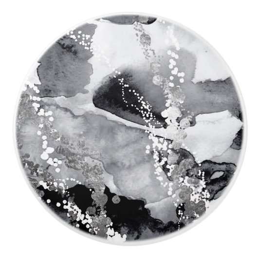 Bouton de traction en céramique noire, blanche et (Devant)