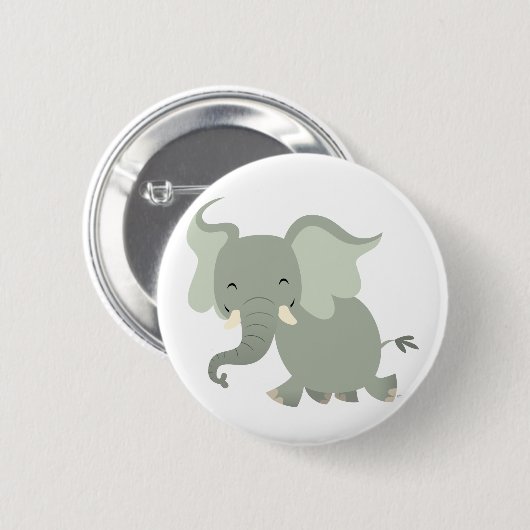 Bouton Eléphant joyeux joli carton Badge (Devant & derrière)
