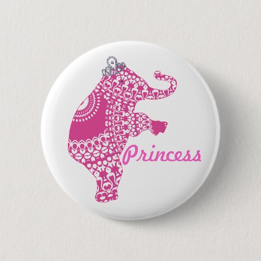 Bouton Eléphant Princesse Rose jolie Filles Badge (Devant)