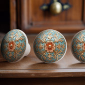 Bouton en céramique à fleur baroque