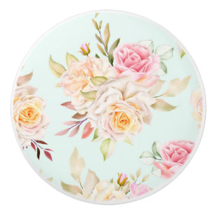 Bouton en céramique à motif floral
