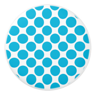Bouton en céramique à point Polka Turquoise et bla