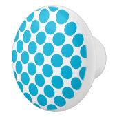 Bouton en céramique à point Polka Turquoise et bla (Droite)