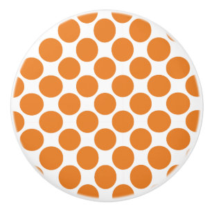 Bouton en céramique à points Polka orange et blanc
