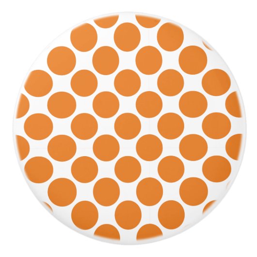 Bouton en céramique à points Polka orange et blanc (Devant)