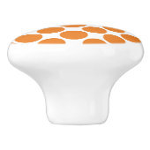 Bouton en céramique à points Polka orange et blanc (Côté)