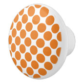 Bouton en céramique à points Polka orange et blanc (Droite)