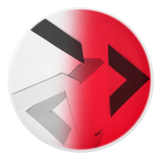 BOUTON EN CÉRAMIQUE ABSTRAIT DE TIROIR DE ROUGE