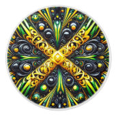 Bouton en céramique avec couleurs jamaïcaines (Devant)