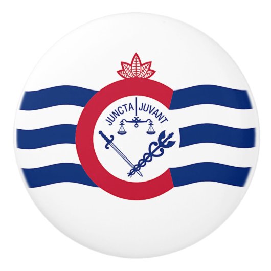 Bouton en céramique avec drapeau de Cincinnati, US (Devant)